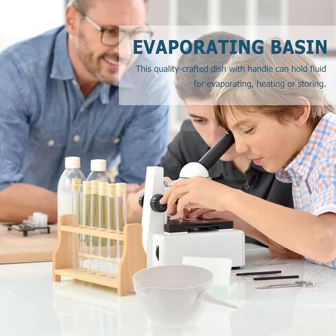 حوض تبخير مستدير من السيراميك بمقبض 300 مللي طبق تبخير مختبري وعاء تبخير علمي للاستخدام في المدرسة والمختبر in Kuwait