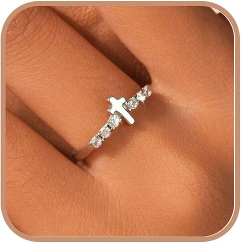 925 Sterling Silver Cross Rings for Women Non Charnish CZ CZ Faith Ring Edrenity Breathity Breath To Breath To Finaft Birthning Homiination and المعمودية هدايا المجوهرات المسيحية in Saudi Arabia