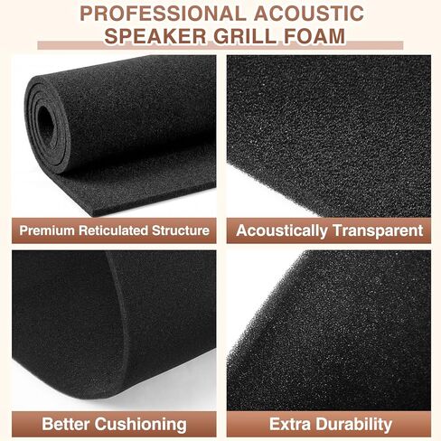 9 ملم مكبر صوت شواية إسفنجية 39 بوصة × 78 بوصة (100 × 200 سم) ورقة رغوة صوتية عالية الكثافة قابلة للقطع غطاء شواية سماعات صوتية احترافية ومضخم صوت DJ in Kuwait