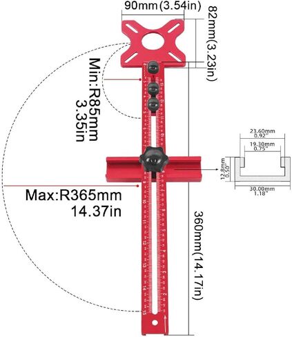 دعامة طحن جهاز التوجيه للتشذيب والقطع الدائري، أداة نجارة قابلة للفصل مع هيكل من سبائك الألومنيوم in Kuwait