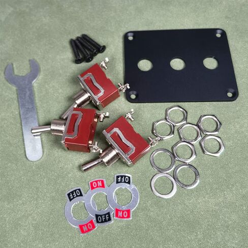 Gebildet 3Gang Metal Panel Rocker Toggle Switch, 15A 250VAC/20A 12VDC,SPST 2 Position 2 Pin ON/Off Switch Plate in Saudi Arabia
