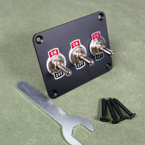 Gebildet 3Gang Metal Panel Rocker Toggle Switch, 15A 250VAC/20A 12VDC,SPST 2 Position 2 Pin ON/Off Switch Plate in Saudi Arabia
