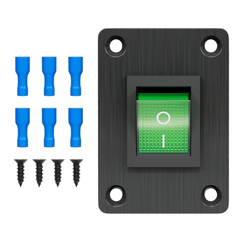 QTEATAK Boat Rocker Switch KCD4، أخضر، مفتاح لوحة DPST ثنائي الموضع مع 4 دبابيس، مصنف عند 16 أمبير 250 فولت تيار متردد و20 أمبير 125 فولت تيار متردد، يتضمن 6 قطع محطات زرقاء FDFD2-250، معتمد من CE (عبوة واحدة) in Saudi Arabia
