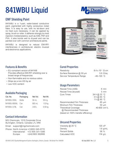 841WBU EMF Shielding Paint, Water Based WiFi Blocking Paint for Walls, Ceilings, Drywall and Guitars, 1-Part Low VOC Conductive Coating with Nickel Flake, Blocks EMF, RF and 5G Radiation, 55 mL Bottle in Saudi Arabia