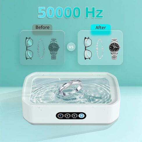 Ultrasonic Jewelry Cleaner, 50kHz Professional Portable Jewelry Cleaner Ultrasonic Machine with 3 Timer Modes, 22 oz Ultrasonic Cleaner for Eyeglasses,Rings,Watch Straps,304 Stainless Steel Water Tank in Saudi Arabia