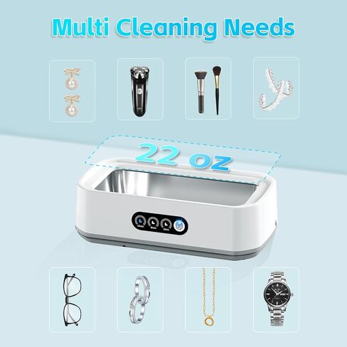 Ultrasonic Jewelry Cleaner, 50kHz Professional Portable Jewelry Cleaner Ultrasonic Machine with 3 Timer Modes, 22 oz Ultrasonic Cleaner for Eyeglasses,Rings,Watch Straps,304 Stainless Steel Water Tank in Saudi Arabia