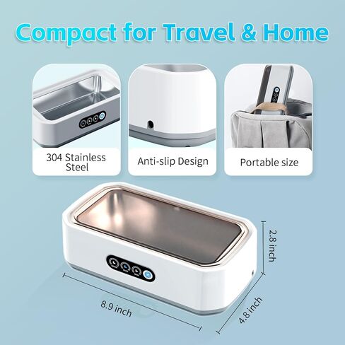 Ultrasonic Jewelry Cleaner, 50kHz Professional Portable Jewelry Cleaner Ultrasonic Machine with 3 Timer Modes, 22 oz Ultrasonic Cleaner for Eyeglasses,Rings,Watch Straps,304 Stainless Steel Water Tank in Saudi Arabia