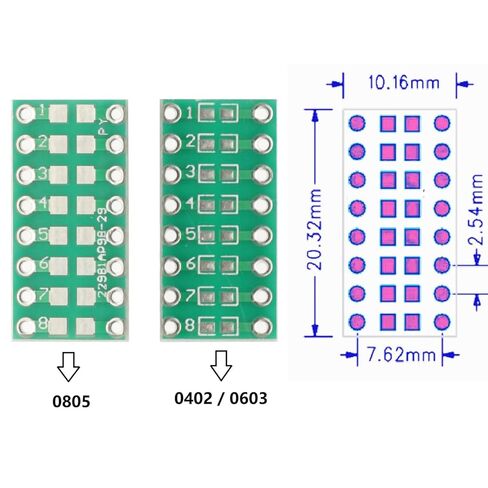 50PCS SMD 0805 0603 0402 to DIP Adapter Capacitor Resistor LED IC Adapter Socket Breakout Board in Saudi Arabia