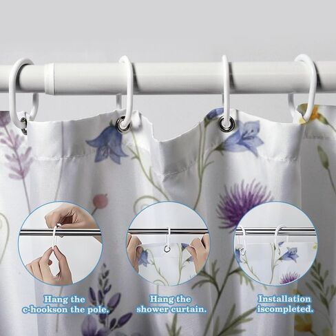 ستارة دش صيفية بسيطة وأنيقة مع خطافات، ستارة دش صيفية مقاومة للماء بوهو، ستائر ممتعة للعطلات من القماش قابلة للغسل للديكور البسيط للعطلات للحمام 60 × 72 بوصة in Kuwait