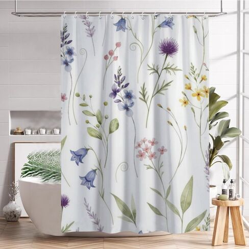 ستارة دش صيفية بسيطة وأنيقة مع خطافات، ستارة دش صيفية مقاومة للماء بوهو، ستائر ممتعة للعطلات من القماش قابلة للغسل للديكور البسيط للعطلات للحمام 60 × 72 بوصة in Kuwait