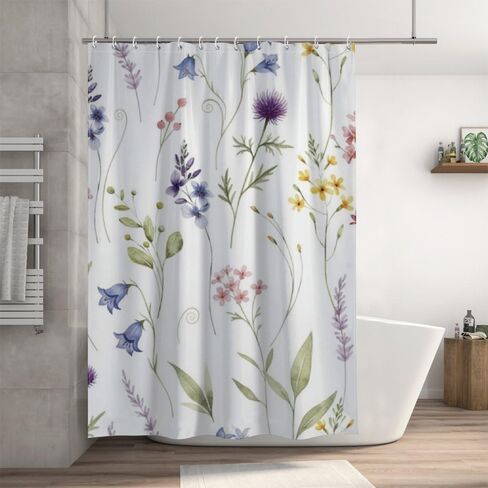 ستارة دش صيفية بسيطة وأنيقة مع خطافات، ستارة دش صيفية مقاومة للماء بوهو، ستائر ممتعة للعطلات من القماش قابلة للغسل للديكور البسيط للعطلات للحمام 60 × 72 بوصة in Kuwait