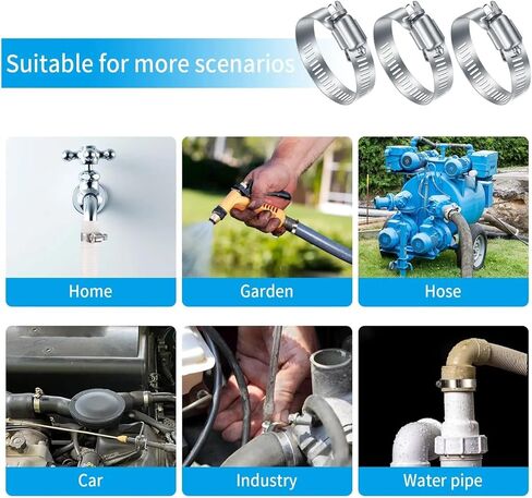 Clamps,Hose Clamps, 5/10PCS Stainless Steel Hose Clamps Adjustable 6 To 152mm Combination Set Metal For Pipes, Etc in Saudi Arabia