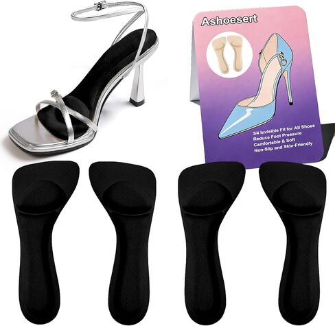 3/4 Invisible High Heel Cushion Inserts for Women, Anti-Foot Sliding Forward Insoles, Shock & Sweat Absorbent Comfort Shoe Pads Insoles for High Heels, Sandals & Flats in Saudi Arabia