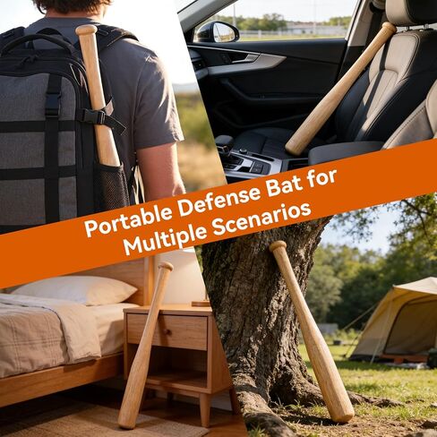 مضرب بيسبول خشبي صغير مقاس 18 بوصة، مضرب بيسبول خشبي قصير محمول للسلامة المنزلية والأمن الشخصي in Kuwait