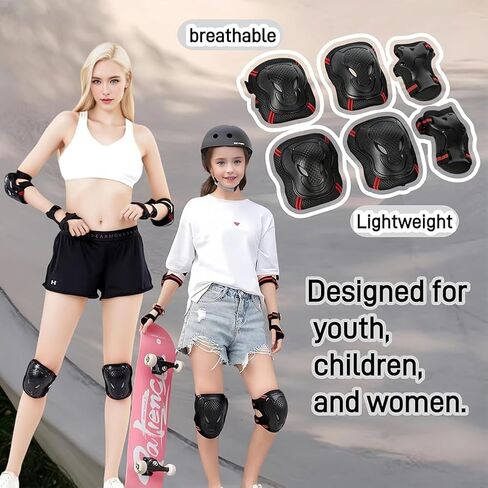 Adjustable Knee & Elbow Pads Set with Wrist Guards - Protective Gear for Skateboarding, Cycling & Roller Skating - M, Pink in Saudi Arabia