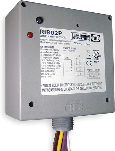 Functional Devices Rib RIB02P Power Control Enclosed Relay with Coil, 20 A, DPDT Contact Form, 208 to 277 VAC Coil in Kuwait
