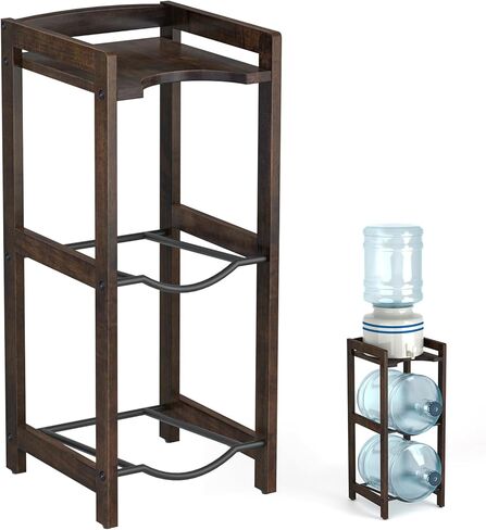 5 Gallon Water Jug Holder with Top Shelves, Natural Solid Wood Water Dispenser Stand 31"H, 3-Tiers 5 Gallon Water Jug Stand, Water Cooler Jug Rack, 5 Gallon Water Bottle Holder with 2 Slot & Top Shelf in Kuwait