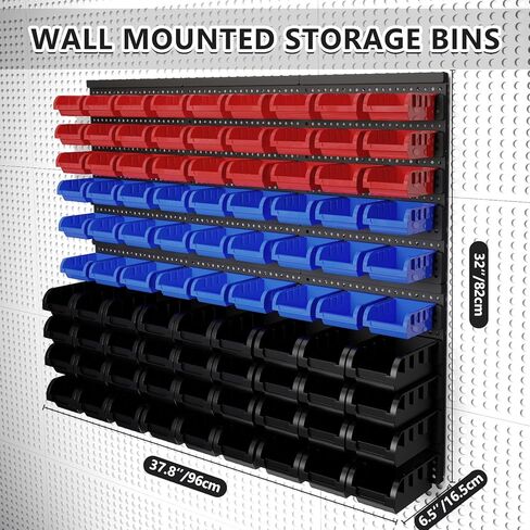 90 قطعة من صناديق التخزين البلاستيكية المثبتة على الحائط، منظم لأجزاء الصواميل وصناديق البراغي لمتجر المرآب للبراغي والصواميل والمسامير والأظافر والخرز وأجزاء الأجهزة الصغيرة، أحمر، أزرق، أسود in Kuwait