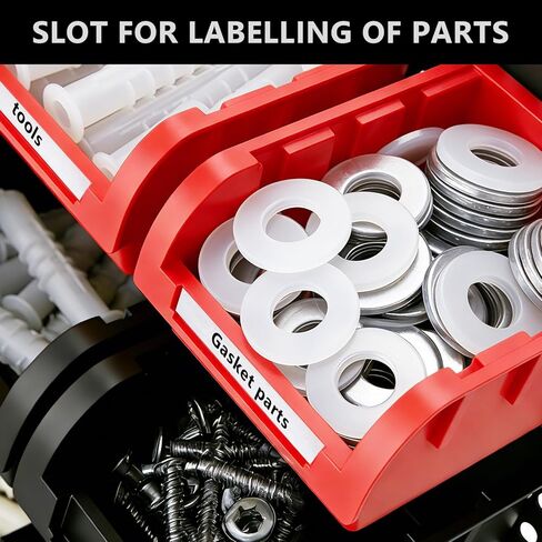 90 قطعة من صناديق التخزين البلاستيكية المثبتة على الحائط، منظم لأجزاء الصواميل وصناديق البراغي لمتجر المرآب للبراغي والصواميل والمسامير والأظافر والخرز وأجزاء الأجهزة الصغيرة، أحمر، أزرق، أسود in Kuwait