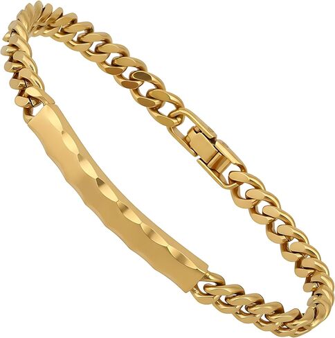 LIFETIME JEWELRY 7mm Cuban Link ID Bracelet for Men and Women 24k Gold Plated in Saudi Arabia