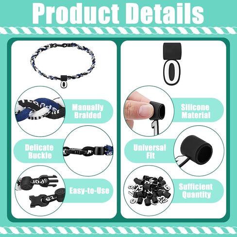 6 عبوات من قلادة البيسبول والمعلقات مقاس 19 بوصة مع 30 قلادة من السيليكون بأرقام 0-9 و6 ألوان متنوعة قلادة رياضية مضفرة للاعبي فريق البيسبول وإكسسوارات المشجعين الرجالي in Kuwait