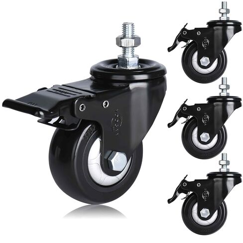 5" Threaded Stem Caster Metric M12-1.75x25mm(Bolt Diameter 12mm, Length:25mm, Thread Pitch 1.75 mm) 1500lbs Heavy Duty Swivel Caster Wheels Set of 4 castors for All Floor in Saudi Arabia