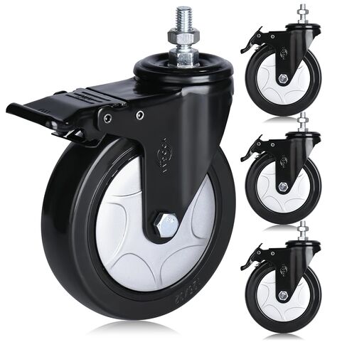 5" Threaded Stem Caster Metric M12-1.75x25mm(Bolt Diameter 12mm, Length:25mm, Thread Pitch 1.75 mm) 1500lbs Heavy Duty Swivel Caster Wheels Set of 4 castors for All Floor in Saudi Arabia