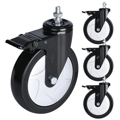 5" Threaded Stem Caster Metric M12-1.75x25mm(Bolt Diameter 12mm, Length:25mm, Thread Pitch 1.75 mm) 1500lbs Heavy Duty Swivel Caster Wheels Set of 4 castors for All Floor in Saudi Arabia