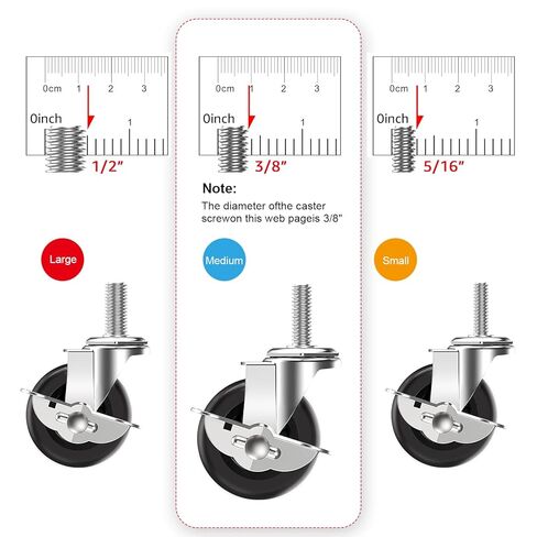 عجلات Climberer شديدة التحمل مقاس 2 بوصة، مجموعة مكونة من 4 قطع مع طلاء كروم بلمسة نهائية مرآة، وجذع ملولب 3/8 بوصة - 35 مم، وعجلات قفل دوارة هادئة، رمادي in Kuwait