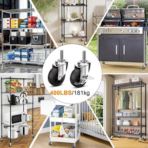 عجلات Climberer شديدة التحمل مقاس 2 بوصة، مجموعة مكونة من 4 قطع مع طلاء كروم بلمسة نهائية مرآة، وجذع ملولب 3/8 بوصة - 35 مم، وعجلات قفل دوارة هادئة، رمادي in Kuwait