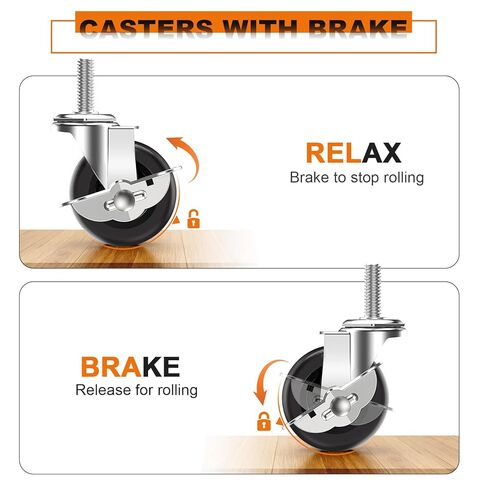 عجلات Climberer شديدة التحمل مقاس 2 بوصة، مجموعة مكونة من 4 قطع مع طلاء كروم بلمسة نهائية مرآة، وجذع ملولب 3/8 بوصة - 35 مم، وعجلات قفل دوارة هادئة، رمادي in Kuwait
