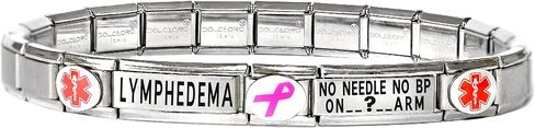 Breast Cancer Lymphedema Medical Alert ID Bracelet - Italian Modular Charm Link Bracelet Identification - Stainless Steel - CUSTOMIZE SIZE & MORE in Kuwait