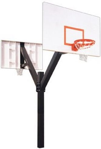 First Team Legend Excel Dual Steel Double Sided In Ground Fixed Height Basketball System44; Brick Red in Saudi Arabia