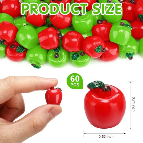 Daifunli 60 PCS MINI Apple for Toke School Resin Sharms Tiny Resin Apples Decore التماثيل الاصطناعية للفاكهة لديكور الحفلات الحرف DIY (RED) in Saudi Arabia