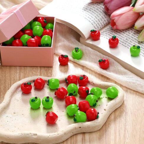 Daifunli 60 PCS MINI Apple for Toke School Resin Sharms Tiny Resin Apples Decore التماثيل الاصطناعية للفاكهة لديكور الحفلات الحرف DIY (RED) in Saudi Arabia