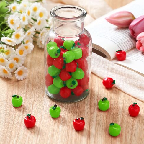 Daifunli 60 PCS MINI Apple for Toke School Resin Sharms Tiny Resin Apples Decore التماثيل الاصطناعية للفاكهة لديكور الحفلات الحرف DIY (RED) in Saudi Arabia