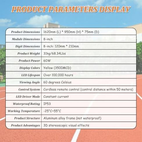 لوحة نتائج إلكترونية مقاس 37 * 64 بوصة مع وحدة تحكم، لوحة نتائج رقمية LED، لوحة تسجيل محمولة للألعاب الرياضية الخارجية in Kuwait