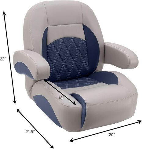 كرسي الكابتن العائم الفاخر منخفض الظهر من DeckMate - رمادي وكحلي in Kuwait