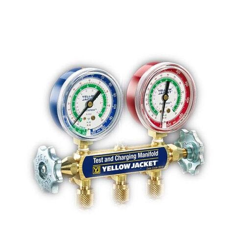 Yellow Jacket 41311 Series 41 Manifolds with 2-1/2" Gauges, 48", psi, R-134A/404A/507, Red/Yellow/Blue in Saudi Arabia