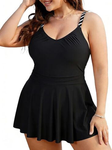 Plus Size Bathing Suit for Women,Summer One-Piece Swimsuit, Modest Swimwear with A Tummy-Tucking Design in Saudi Arabia
