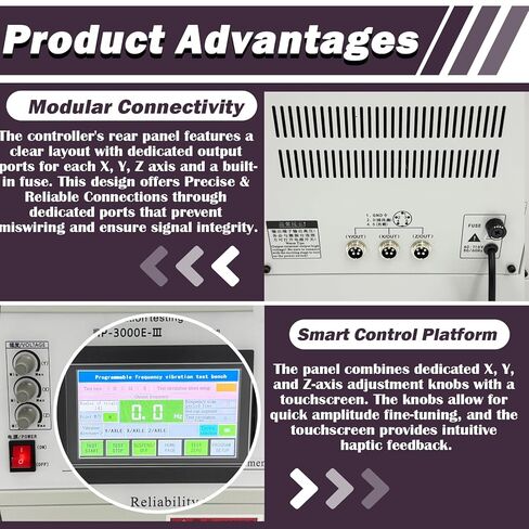 TECHTONGDA منضدة اختبار الاهتزاز ذات التردد المتغير 3 محاور 1.5 كيلو وات عمودي/أفقي/طولي آلة اختبار الاهتزاز الذكية 1-400 هرتز تردد قابل للتعديل أقصى إزاحة P～P/5 مم 110 فولت in Kuwait