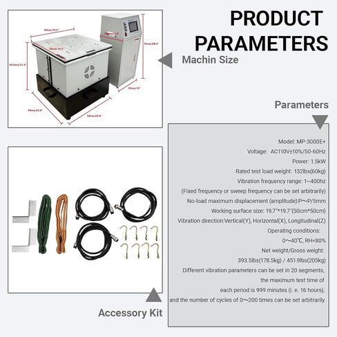 Variable Frequency Vibration Test Bench 1-400Hz Adjustable, 60kg/132lbs Load, MP-3000E+ 3-Axis Split-Type Lab Equipment for Electronics, Automotive Testing 110V 1.5KW in Saudi Arabia