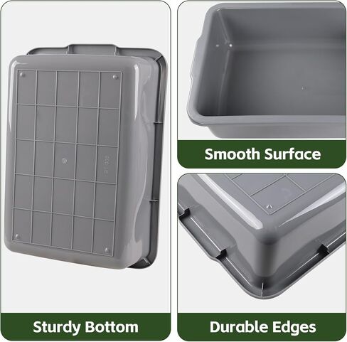 4-Pack 32 L Commercial Bus Tub, Large Plastic Rectangular Dishpan Tub, Grey in Saudi Arabia