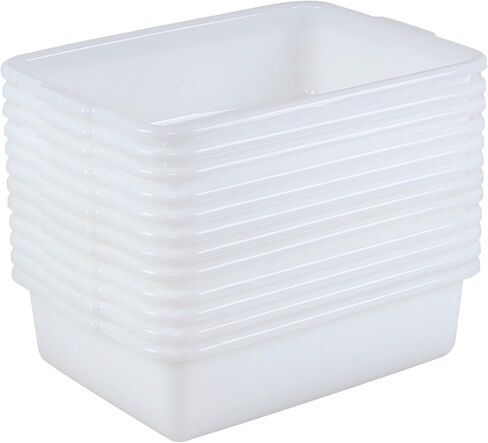 12 عبوة من أحواض الحافلات التجارية بسعة 13 لتر، صندوق كبير للحافلات، أحواض أطباق المطاعم، باللون الأبيض in Kuwait