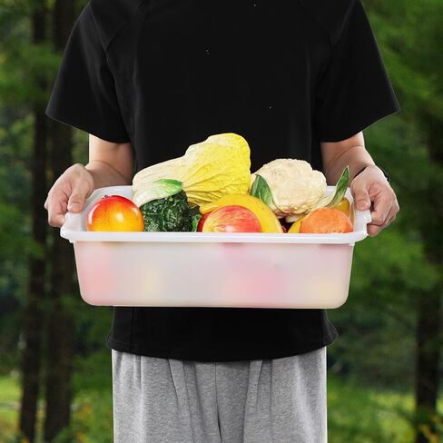 12 عبوة من أحواض الحافلات التجارية بسعة 13 لتر، صندوق كبير للحافلات، أحواض أطباق المطاعم، باللون الأبيض in Kuwait