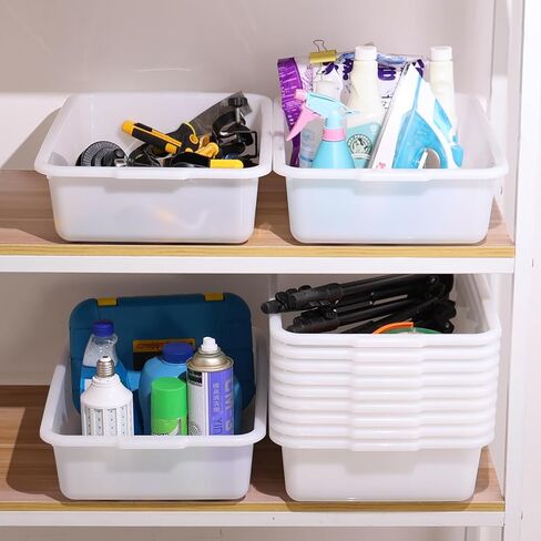 12 عبوة من أحواض الحافلات التجارية بسعة 13 لتر، صندوق كبير للحافلات، أحواض أطباق المطاعم، باللون الأبيض in Kuwait