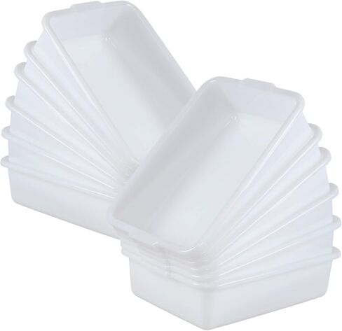 12 عبوة من أحواض الحافلات التجارية بسعة 13 لتر، صندوق كبير للحافلات، أحواض أطباق المطاعم، باللون الأبيض in Kuwait