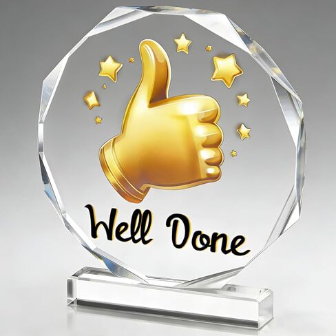 Well Done Trophy - Acrylic Championship Trophy Award, 4.72x5.27 Inch - Perfect for Sports Tournaments, Academic Competitions, School Awards, Party Prizes for Adults in Saudi Arabia