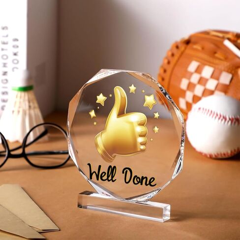 Well Done Trophy - Acrylic Championship Trophy Award, 4.72x5.27 Inch - Perfect for Sports Tournaments, Academic Competitions, School Awards, Party Prizes for Adults in Saudi Arabia