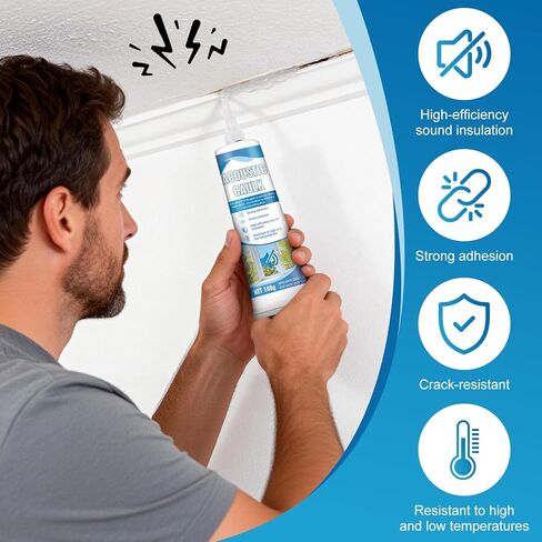 100g Acoustical Sealant, Acoustic Caulk Acoustical Caulk High-Efficiency Sound Insulation Strong Adhesion Durability for Sound Insulation of Gaps in Ceilings Door Walls Floors Window in Kuwait